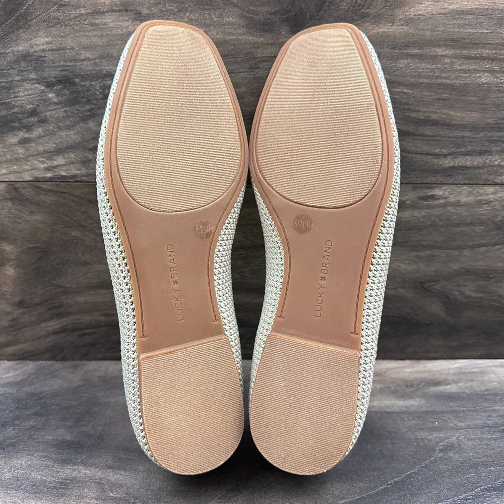 NEW Lucky Brand 9.5M Daneric Metallic Knit Washable Square Toe Ballet Flats - Picture 8 of 11